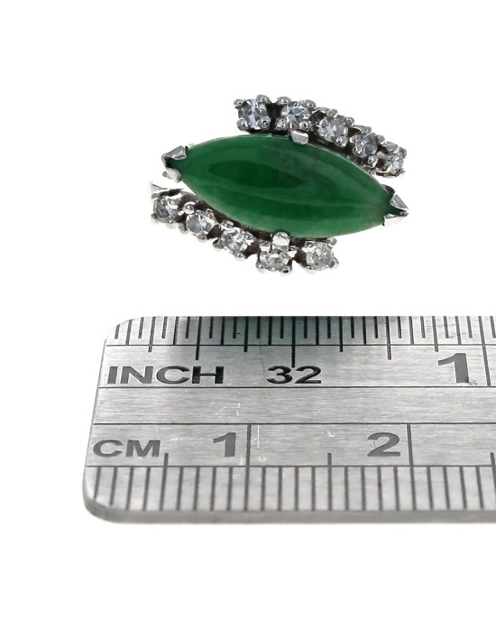 Jadeite and Diamond Bypass Ring